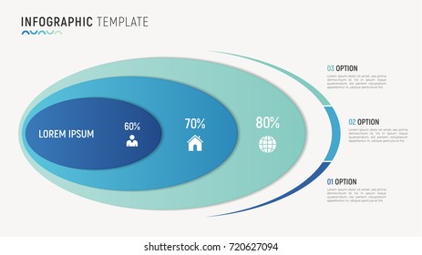 Vector abstract chart infographic template for data visualization. 3 options, steps, parts.