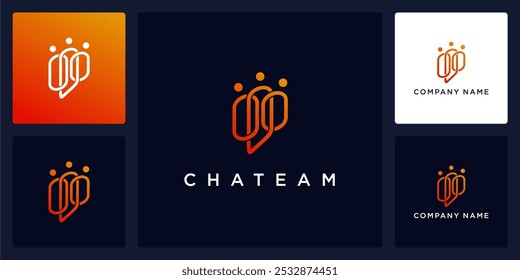 Vector abstract of chat people logo and icon, can be used in various media easily, editable