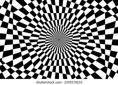 Vector abstract checkered background. Simple illustration with optical illusion, op art.