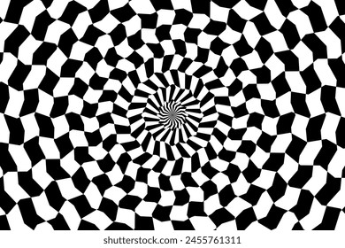 Vector abstract checkered background. Simple illustration with optical illusion, op art.