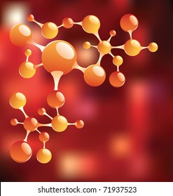 fondo de química abstracta vectorial en colores rojos