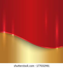 Vector abstract cherry red and gold metallic background