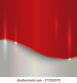 Vector abstract cherry red and silver metallic background