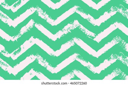 Vector abstract chevrons grungy seamless pattern. Bright green  texture. Modern grunge backdrop. White lines.