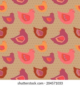 Vector abstract chicken seamless pattern.