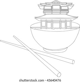vector - comida china abstracta aislada en segundo plano