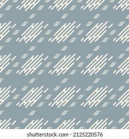 Vector abstract Chinese or Japanese cloud shape diagonal stripes traditional blue grey color seamless pattern background. Use for fabric, interior decoration elements, wrapping.