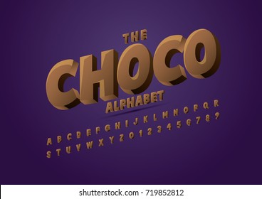 Vector Of Abstract Chocolate Font And Alphabet