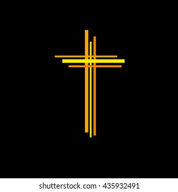 Vector abstract Christ crucifix; three crosses on black background