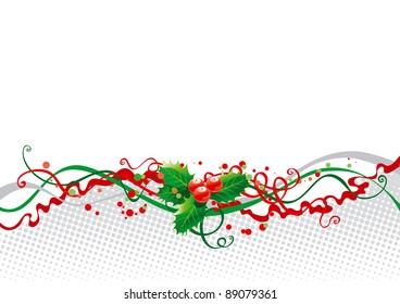 Vector abstract christmas background with holly