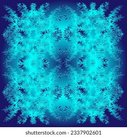 Vector abstract Christmas geometric pattern in the form of snow-covered branches on a blue background