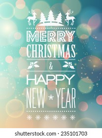 Vector  Abstract Christmas light background with retro typography for poster design