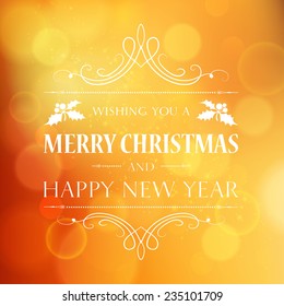 Vector  Abstract Christmas light background with retro frame for poster design