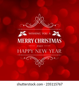 Vector  Abstract Christmas light background with retro typography design