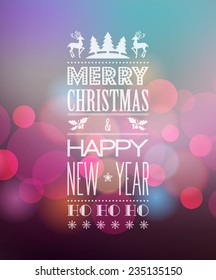 Vector  Abstract Christmas light background with retro typography for poster design