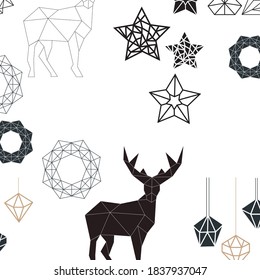 Patrón geométrico poligonal de navidad abstracta vectorial.