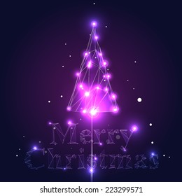 Vector Abstract Christmas Tree Background with Triangles