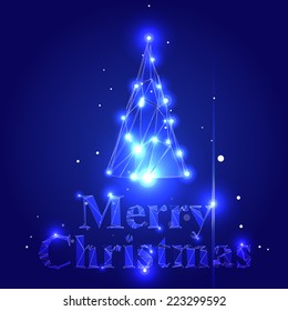 Vector Abstract Christmas Tree Background with Triangles