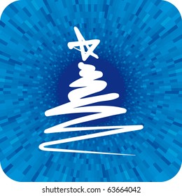 Vector abstract christmas tree with blue background