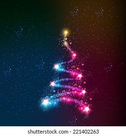 Vector abstract Christmas tree, easy all editable