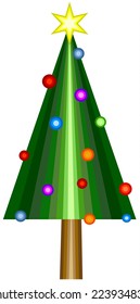 Vector abstract christmas tree with star and decorations