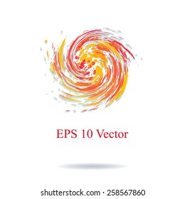 Vector abstract circle banner background in bright yellow, orange and red colors