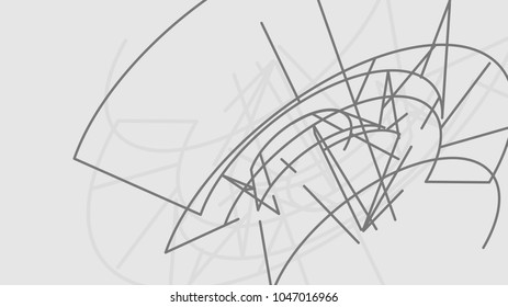 Vector abstract circle with dots. Hand drawn sketch lines. Black round shape. Monochrome frame. Isolated stroke design. Twist outline curves illustration. Pencil drawn circle. Twisted shape.