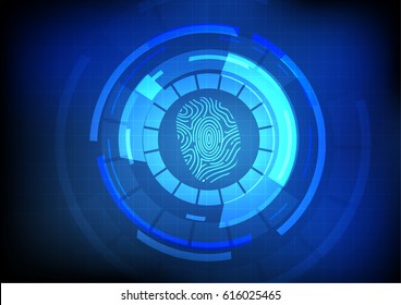 Vector : Abstract circle with finger print on technology background