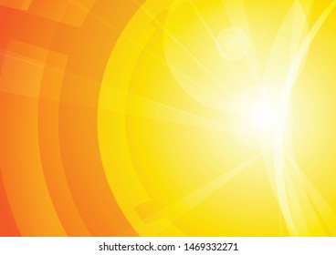Vector : Abstract circle with lens flare on yellow background