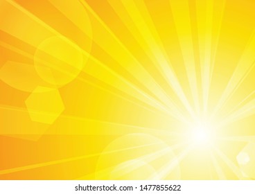 Vector : Abstract circle with lens flare on yellow background
