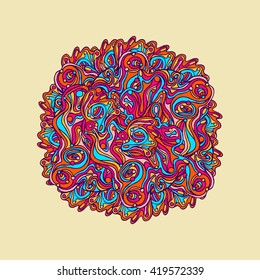vector abstract circle with many details. Round shape made of colorful abstract waves. decorative element for your design