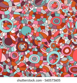 Vector abstract circle pattern. Hand drawn backdrop. Colorful