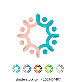 Vector Abstract Circle People Group Holding Hands Flower Logo Icon Brand Shape Sign Symbol Professional Business Corporate Identity