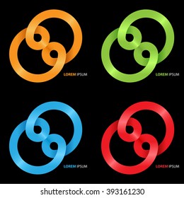 Vector abstract circle ribbon symbols.
