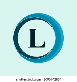 Vector abstract circle rotating logo design element with letter l.