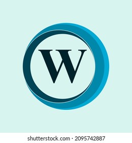 Vector abstract circle rotating logo design element with letter w.