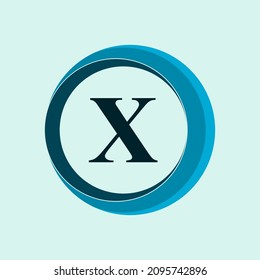 Vector abstract circle rotating logo design element with letter x.