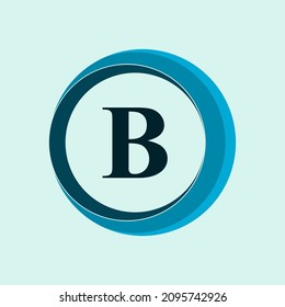 Vector abstract circle rotating logo design element with letter b.