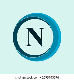 Vector abstract circle rotating logo design element with letter n.