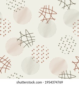 Vector Abstract Circle Seamless Japanese Wrapping Paper or Fabric Pattern in Khaki Colors.