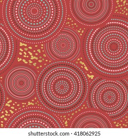 Vector Abstract Circle Seamless Pattern with Gold Foil Stamp Effect