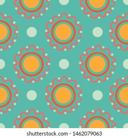 Vector abstract circle shapes and polka dots seamless pattern