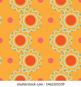 Vector abstract circle shapes and polka dots seamless pattern
