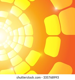 Vector : Abstract circle and square on orange and yellow background