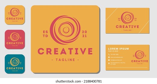 Vector abstract circle swirl logo design elements. flat, line art and business card