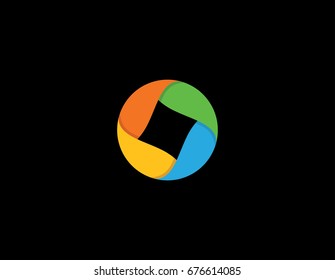 Vector abstract circle swirl logo design elements. Origami paper style, flat, line art