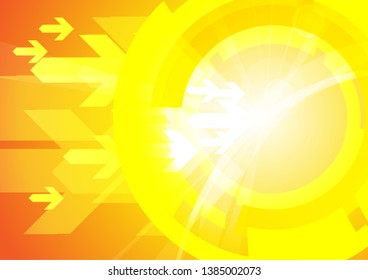Vector Abstract circles with arrow on yellow background
