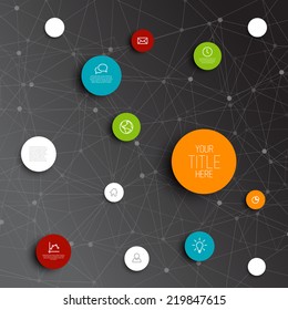 Vector abstract circles illustration / infographic network template with place for your content - dark version
