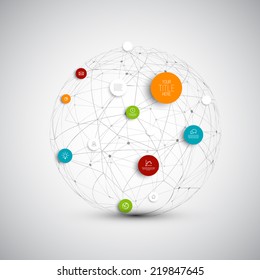 Vector abstract circles illustration / infographic network template with place for your content 