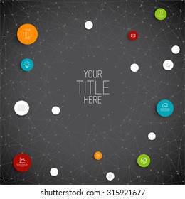 Vector abstract circles illustration / infographic network template with place for your content - dark version